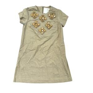 KARTA Shift Dress Gold Metallic Chunky Beads Short Medium Party Glam